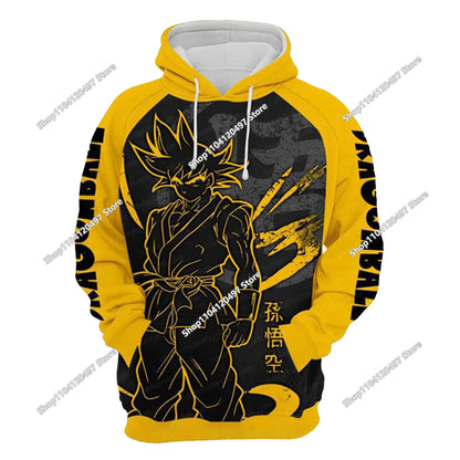 Sudadera con capucha de Dragon Ball para niños y niñas, nuevo estilo de otoño e invierno: sudadera creativa, holgada y versátil con capucha
