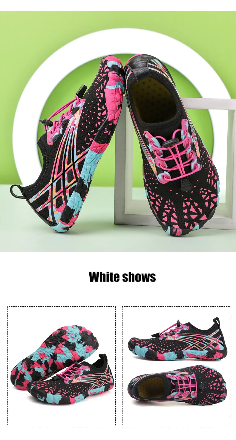 Quick Drying Aqua Shoes Women’s Water Shoes Swimming Barefoot Five Fingers Aqua Shoes Colorful Beach Seaside Light Sneakers