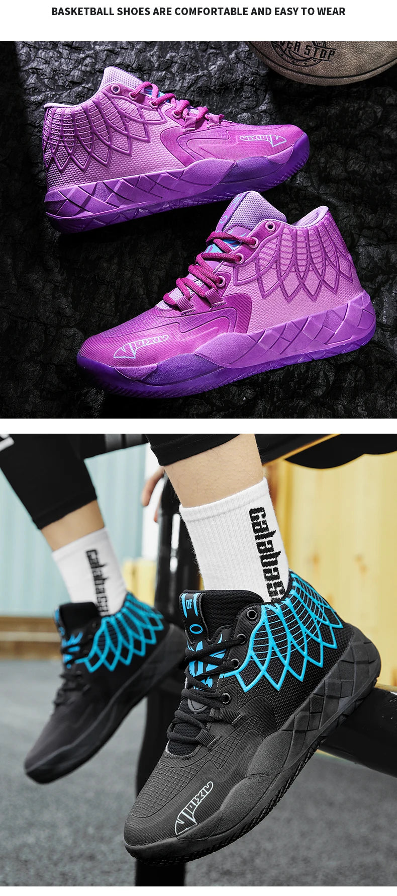 Three-Ball Generation Lamelo Ball Basketball Shoes Yin-Yang High-Top Practical Youth Student Basketball Shoes Men's Sports Shoes