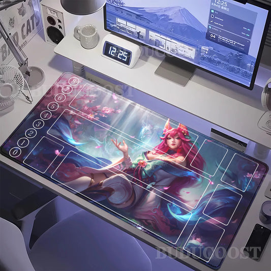 Hrací podložka s HD potiskem League of Mouse Pad Legends, série Riftbound, TCG, karta LOL, 600 x 350 mm, kancelářská podložka na stůl s prošitými okraji pro deskové hry