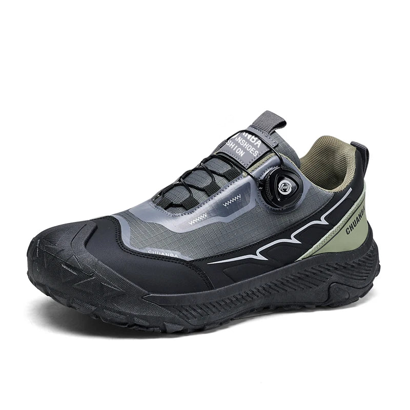 Rotary Buckle Men's Trekking Sneakers Outdoor Platform Hiking Shoes Comfortable Non-Slip Climbing Walking Shoes for Men