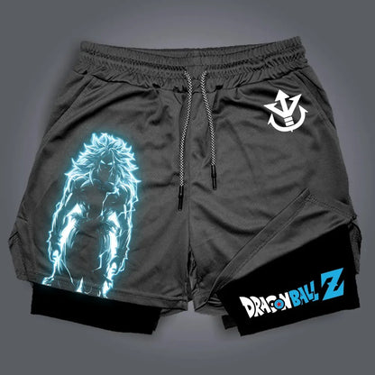 Pantalones cortos unisex de verano con estampado de anime de Dragon Ball Vegeta, estilo Harajuku, nuevos, deportivos, transpirables, de secado rápido y de doble capa