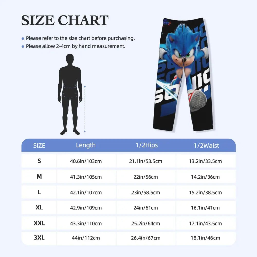 Pantalones de pijama personalizados para hombre con estampado «Soniced», con motivo de erizo, ropa de dormir, pantalones de estar por casa con bolsillos