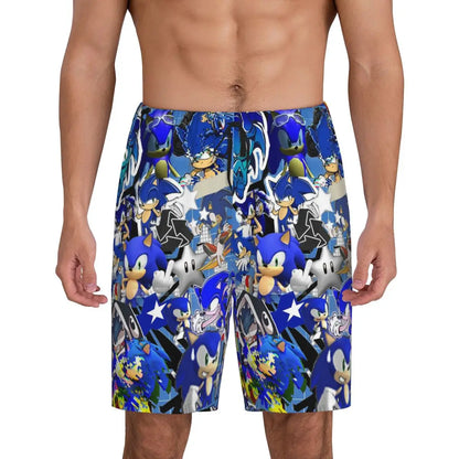 Pantalones cortos de pijama personalizados de Sonic the Hedgehog para hombre, para dormir y estar por casa