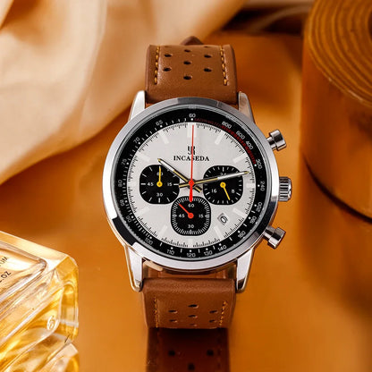 INCASEDA chronograph 42mm multifunctional quartz movement men's luxury series ultra bright luminous fashionable quartz watch