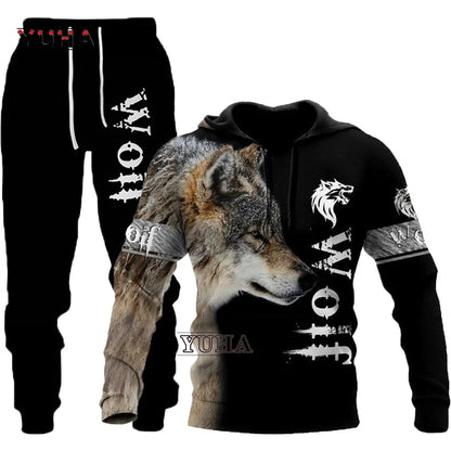 Moda Otoño: sudaderas con capucha con estampado de león y lobo, piel de tigre blanco en 3D por toda la prenda, sudadera de hombre, chaqueta unisex con cremallera, chaqueta informal