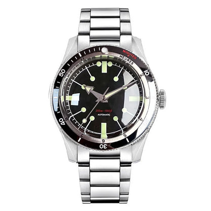 Tandorio NH35A PT5000 Mechanical Men's Watch 20BAR Waterproof Sapphire Luminous Red Black Dial Stainless Steel Bracelet New Clock