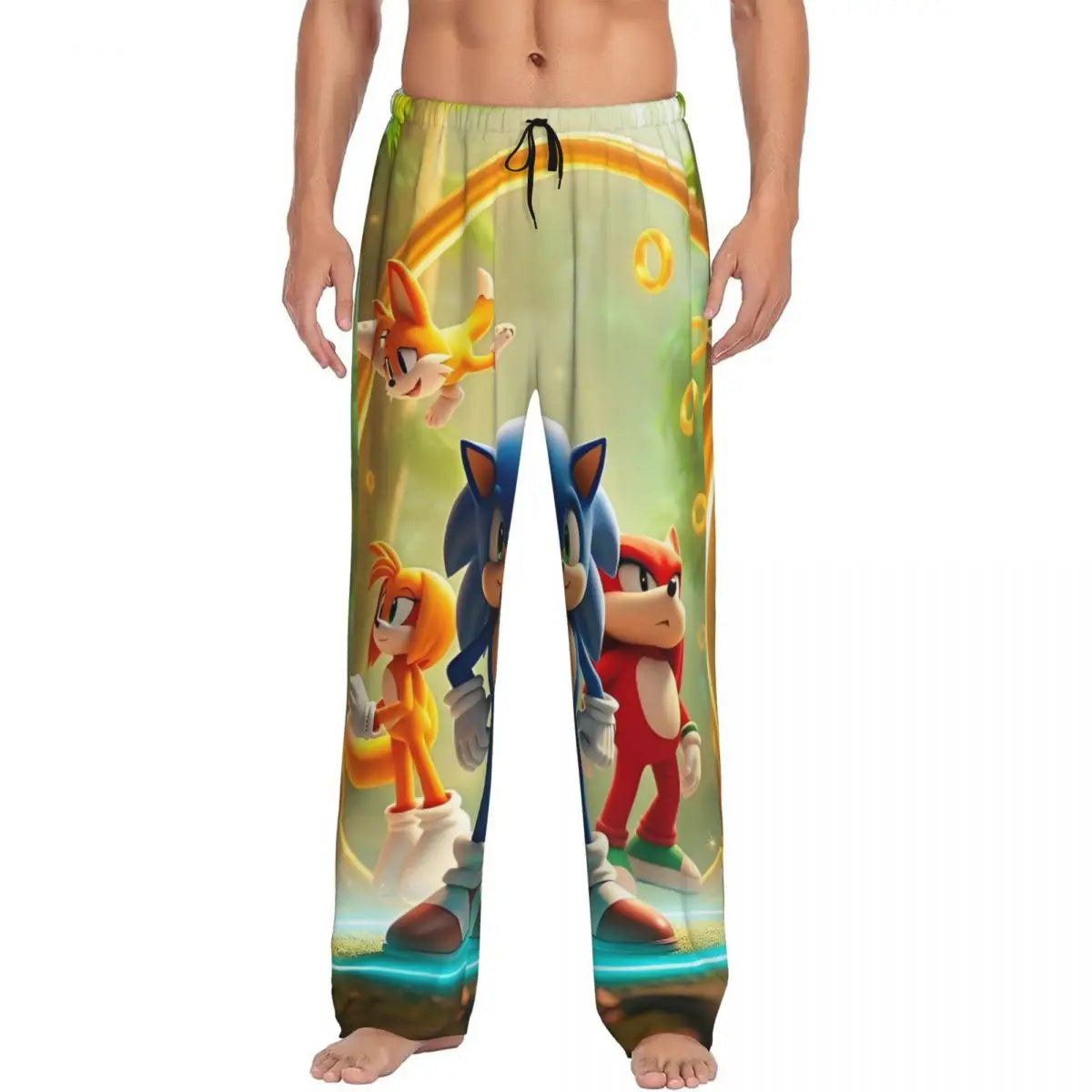 Pantalones de pijama personalizados para hombre con estampado «Soniced», con motivo de erizo, ropa de dormir, pantalones de estar por casa con bolsillos