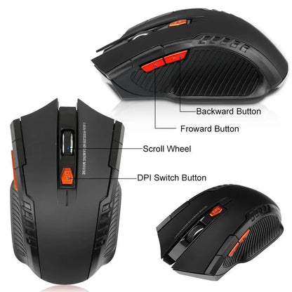 2.4G Wireless Mouse 1600DPI Optical Gaming Mouse with USB Receiver, 6-Button Ergonomic Wireless Mouse for PC, Laptop & Computer