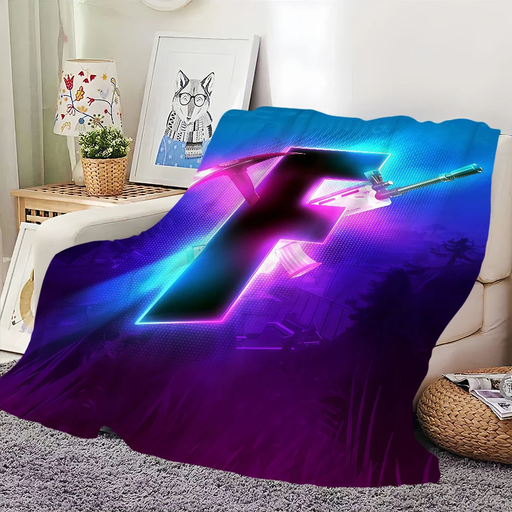 F-Fortnite Logo Game Blanket For Soft Throw Blanket for Picnic Bed Sofa Home Bedroom Cozy Warm Comfortable