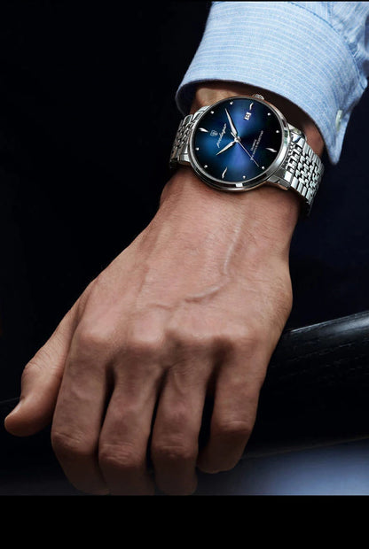 Montre homme POEDAGAR Business Quartz, acier inoxydable, étanche, date lumineuse, montre-bracelet de luxe décontractée pour homme