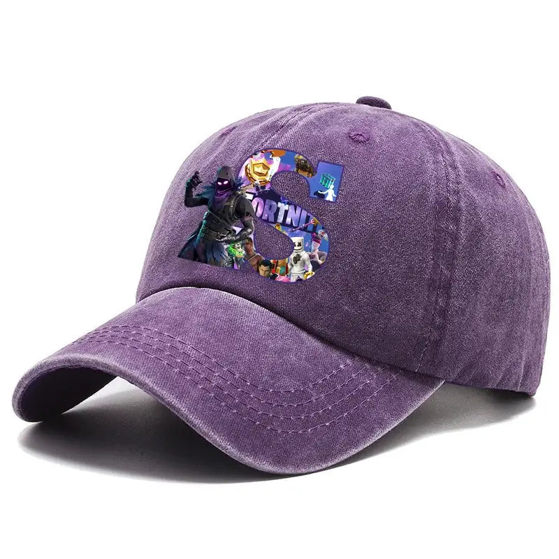 Fortnite A-Z Letter Adult Baseball Cap Men Women Adjustable Hat Washed Denim Retro Hip Hop Sun Hat Outdoor Sports Accessory Gift