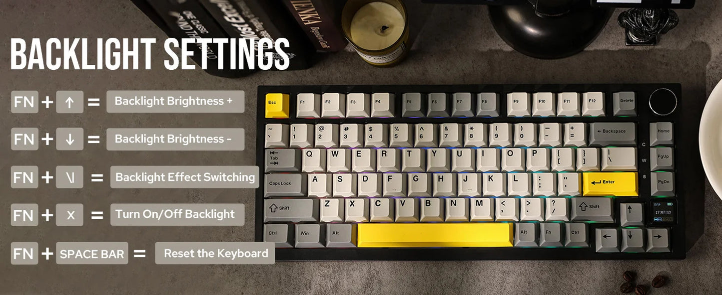 Ajazz AK820 Pro 75% Gasket-mounted Bluetooth 5.1/2.4G Wireless/Wired Mechanical Keyboard with TFT Screen for Mac/Win