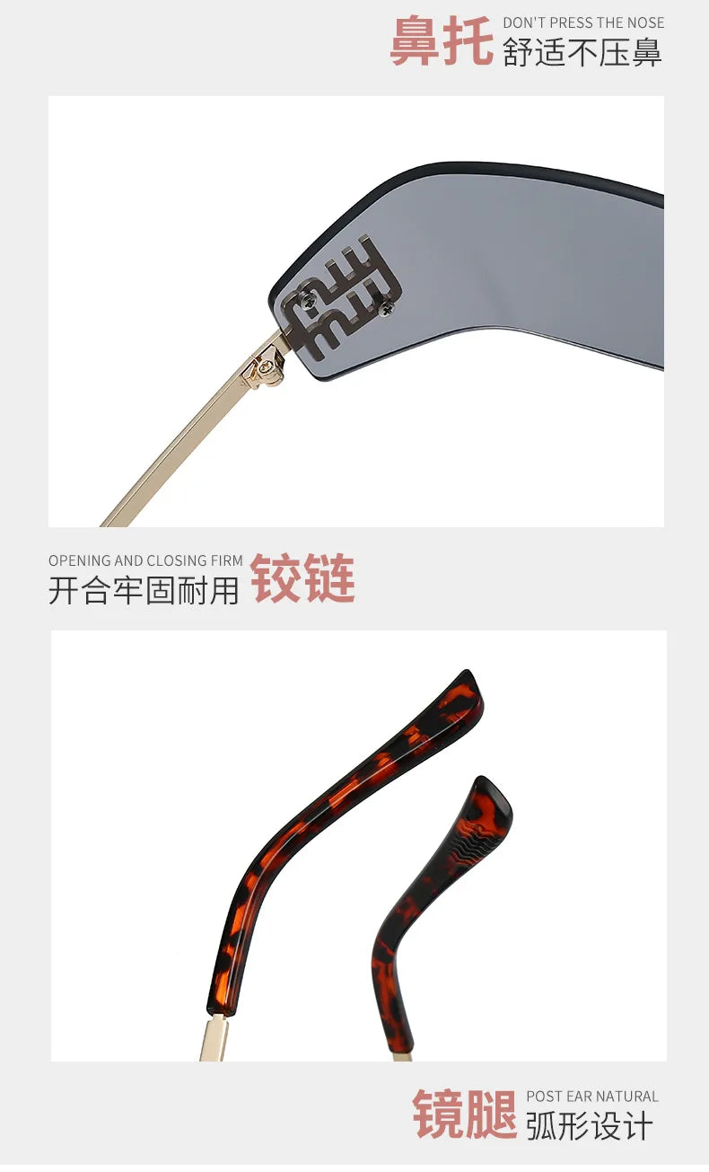 Ochelari de soare de lux pentru femei, fără ramă, cu lentile curbate, pentru protecția ochilor și protecție solară, potriviți pentru călătorii și drumeții – Gafas