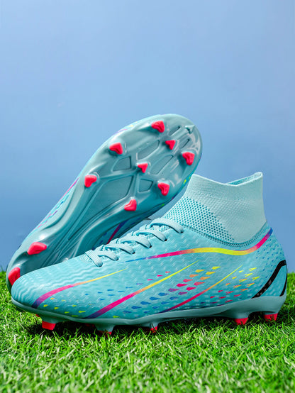Chaussures de football AG FG pour adultes, dédiées aux compétitions, tissu PU haute densité, crampons longs en TPU antidérapants, robustes, pour entraînement sur gazon naturel