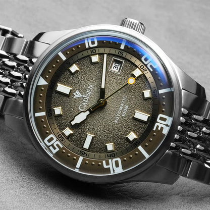 CADISEN Automatic Mechanical Watch Men's Silver Business Casual Waterproof Watch Japan MIYOTA 8215 Movement Domed Glass Men's Watch