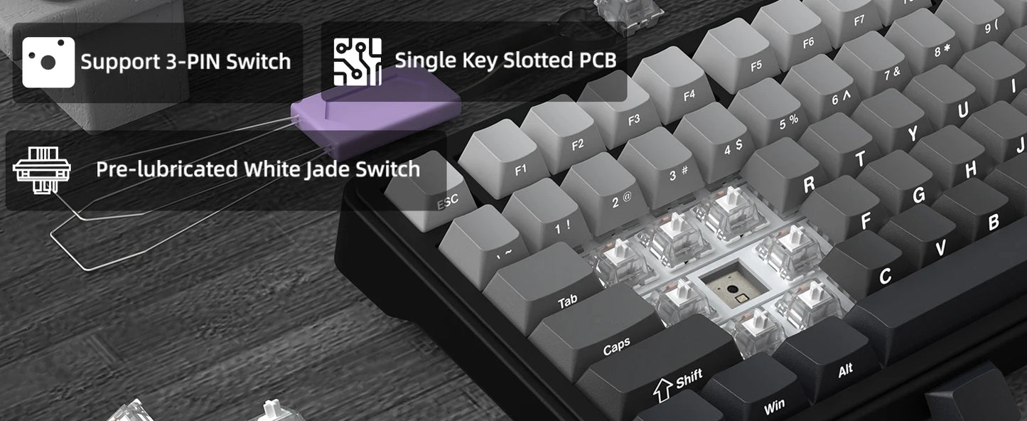 ATTACK SHARK X85 Tri-mode Gasket 75% Mechanical Keyboard with CNC Knob, 5-Layer Padding, Hot Swappable, RGB Backlight, NKRO