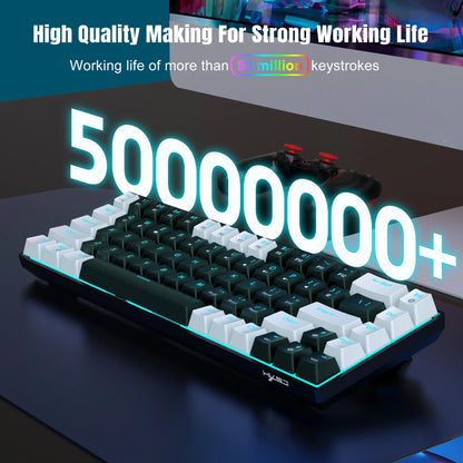 Hot sale HXSJ V800 68 key wired keyboard Hot swappable switch ergonomic ice blue backlight durability gaming mechanical keyboard