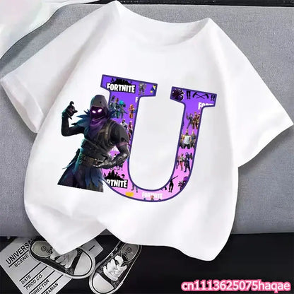New Fortnites Kids T-shirts Cartoon Letter Graphic T-shirts Boys Girls Summer Casual Sports Short Sleeves Tops Children Clothing