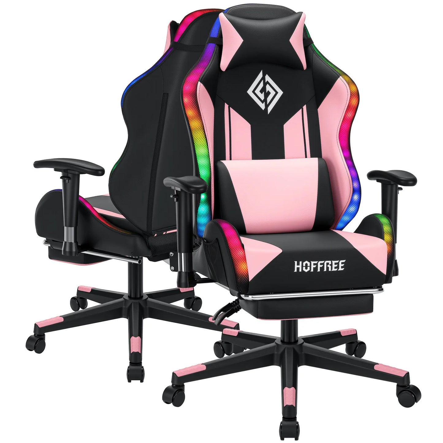 250Lbs Load LED Gaming Chair for Children 8-15Years, Adjustable Gamer Chair with LED Lighting, Footrest & Lumbar Support