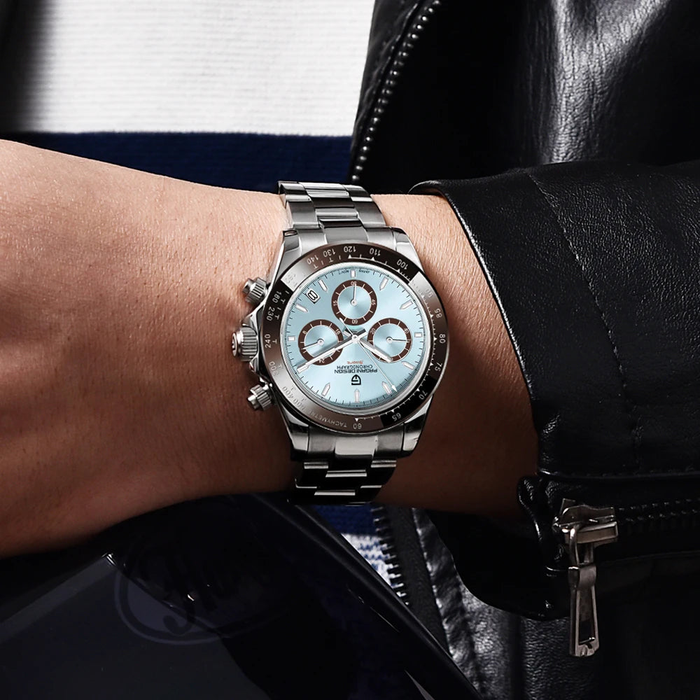 Relógio de pulso para homem PAGANI DESIGN – Modelo com mostradores coloridos, relógio de pulso de luxo com movimento de quartzo, cronógrafo equipado com um movimento