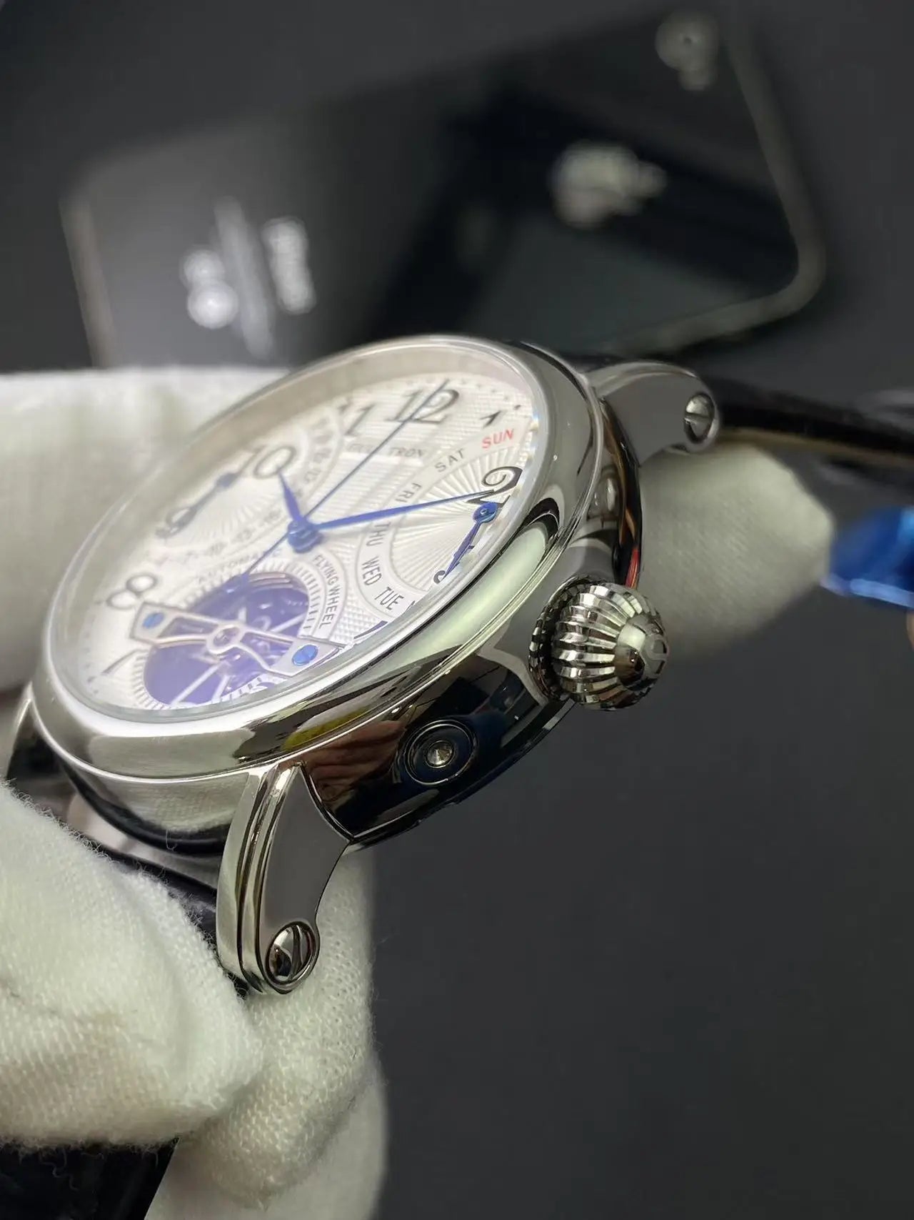 Seagull Movement Multi-functional Fashion Men's Watch 40MM Flyback Calendar Week Beautiful Flywheel Stainless Steel Waterproof P