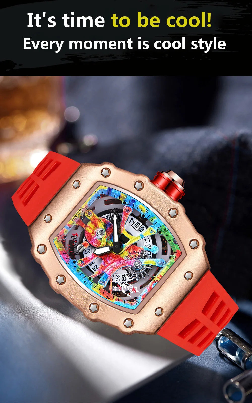 Coole herenhorloges Luxe modieuze siliconen tonvormige horloges Skelet waterdichte kwarts polshorloges Klok Relogio Masculino