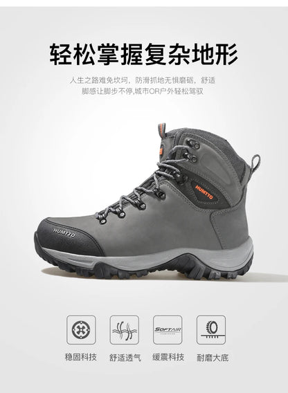 Zapatos de senderismo HUMTTO, botas de caza impermeables para hombre, botas tácticas de combate para desierto hasta el tobillo, botas de trekking para hombre y mujer, zapatillas cálidas de cuero