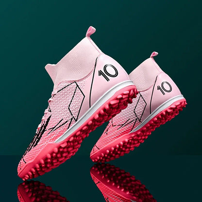 Nouvelles chaussures de football pour hommes, chaussures de sport antidérapantes ultralégères à haute cheville pour l'extérieur, chaussures de futsal antidérapantes pour l'intérieur, chaussures de football de haute qua