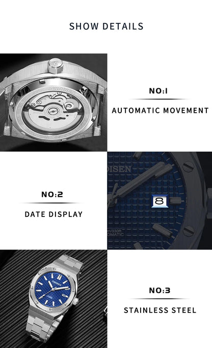 CADISEN Luxury Design 42MM Men's Watches Japan MIYOTA 8215 Sapphire Glass Mechanical Automatic Watch Men 100M Waterproof