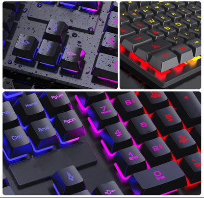 104 Keys Wired Keyboard with RGB Backlit Breathing Light Gaming Ergonomic Keyboard and Mouse Set for Computer Laptop Gamer Office