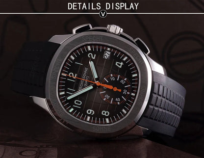 Specht & Söhne New Classic 5167 Men's Watch Orange Color Sapphire Crystal Rubber Strap Sports Male Quartz Watches 50M Waterproof