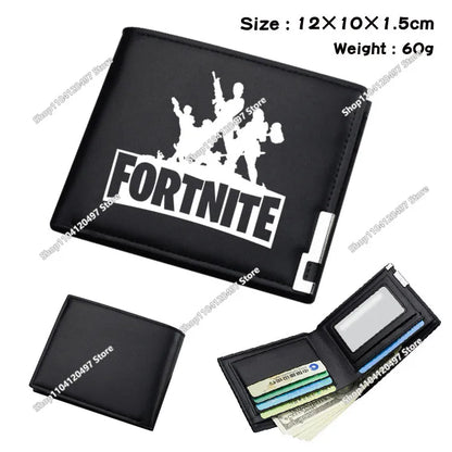 Fortnite Wallet Short Bifold Coin Bag Leather Photo Card Holder Student Wallets Boys Girls Cartoon Print Purses