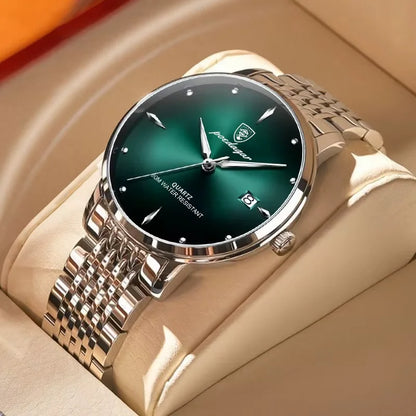 Montre homme POEDAGAR Business Quartz, acier inoxydable, étanche, date lumineuse, montre-bracelet de luxe décontractée pour homme