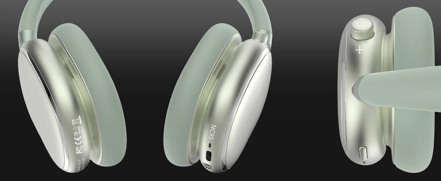 NC95 Hybrid Active Noise Cancelling Headphones Wireless Bluetooth 6.0 Over Ear Headphones with 65H Playtime, Hi-Res Audio, Knob Control