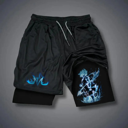 Pantalones cortos de gimnasio de verano de Dragon Ball con Goku, para hombre, de doble capa, 2-in-1 pantalones deportivos, nuevos pantalones de playa con estampado de dibujos animados japoneses de verano