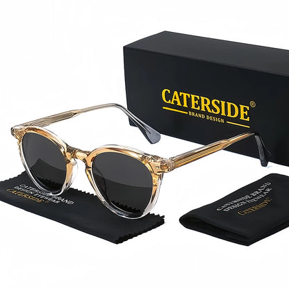 CATERSIDE Round Polarized Sunglasses Men Propionic High Quality Sun Glasses Women Punk Outdoor Driving Fishing Eyewear UV400