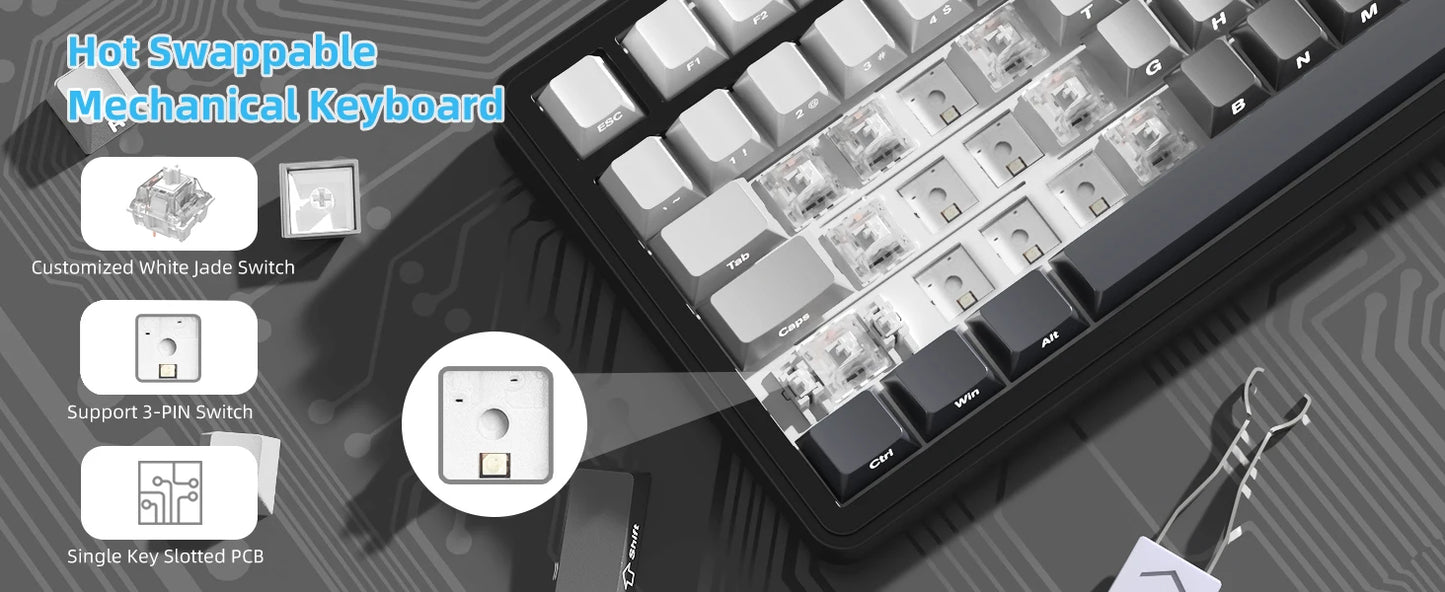 ATTACK SHARK X85 Tri-mode Gasket 75% Mechanical Keyboard with CNC Knob, 5-Layer Padding, Hot Swappable, RGB Backlight, NKRO