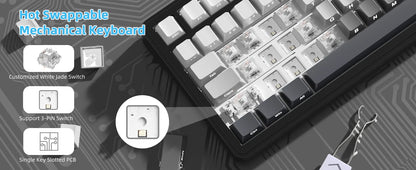 ATTACK SHARK X85 Tri-mode Gasket 75% Mechanical Keyboard with CNC Knob, 5-Layer Padding, Hot Swappable, RGB Backlight, NKRO