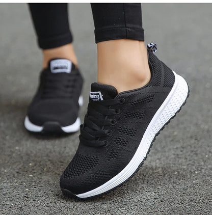 Women's Sneakers 2025 New Fashion Breathable Trainers, Comfortable Sneakers Mesh Fabric Lace-Up, Women's Tennis Shoes