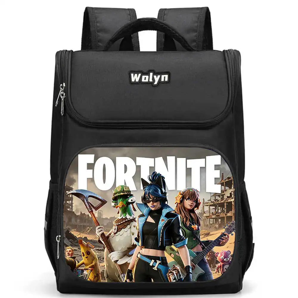 School Backpack With Multi Compartment ,Large Cartoon Fortnite School Bags For Boys & Girls,Durable Child Backpack For Aged 5-10