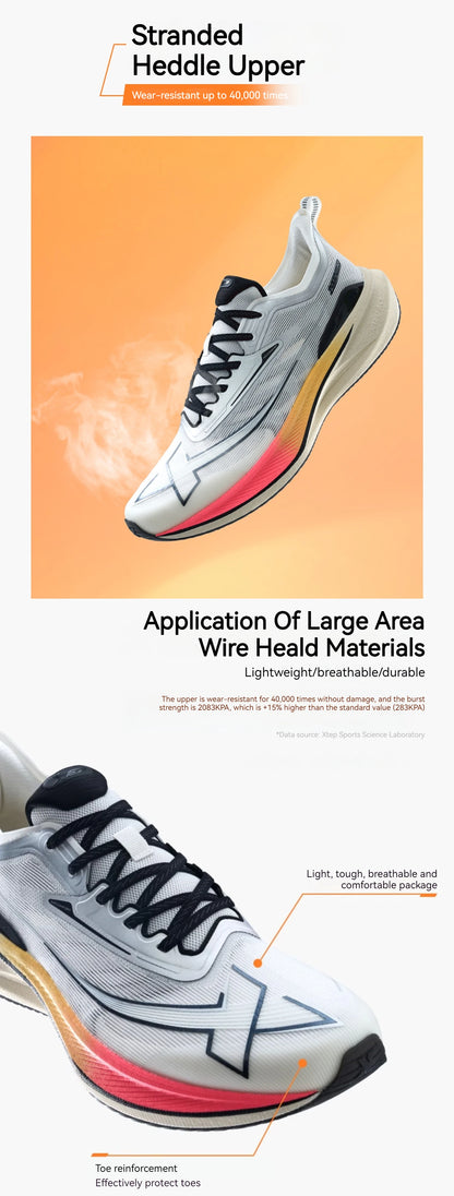 Xtep 2000KM 2.0 Running Shoes for Men, Summer Professional TPU Shock Absorption Sneakers (Suggest Half Size Down) 876219110043