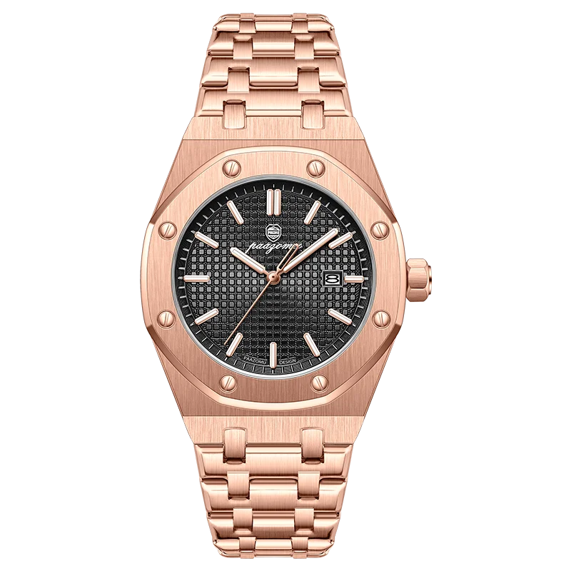 PAAZOMU Luxe vierkant herenhorloge met quartz, waterdicht, verlicht datumvenster, herenhorloge van roestvrij staal, zakelijke herenhorloges