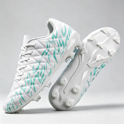 Chaussures de football pour hommes, modèle AG FG hybride, semelle extérieure en caoutchouc résistant à l’usure, tige en PU respirant, idéales pour les matchs sur gazon naturel.