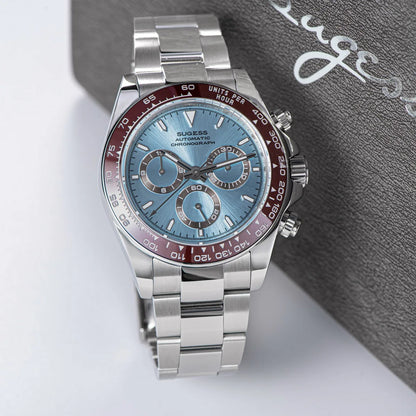 Sugess Diving Men's Watch Panda Automatic Mechanical Chronograph Peacock SL4801 Movement Wristwatch Waterproof Ceramic Bezel New