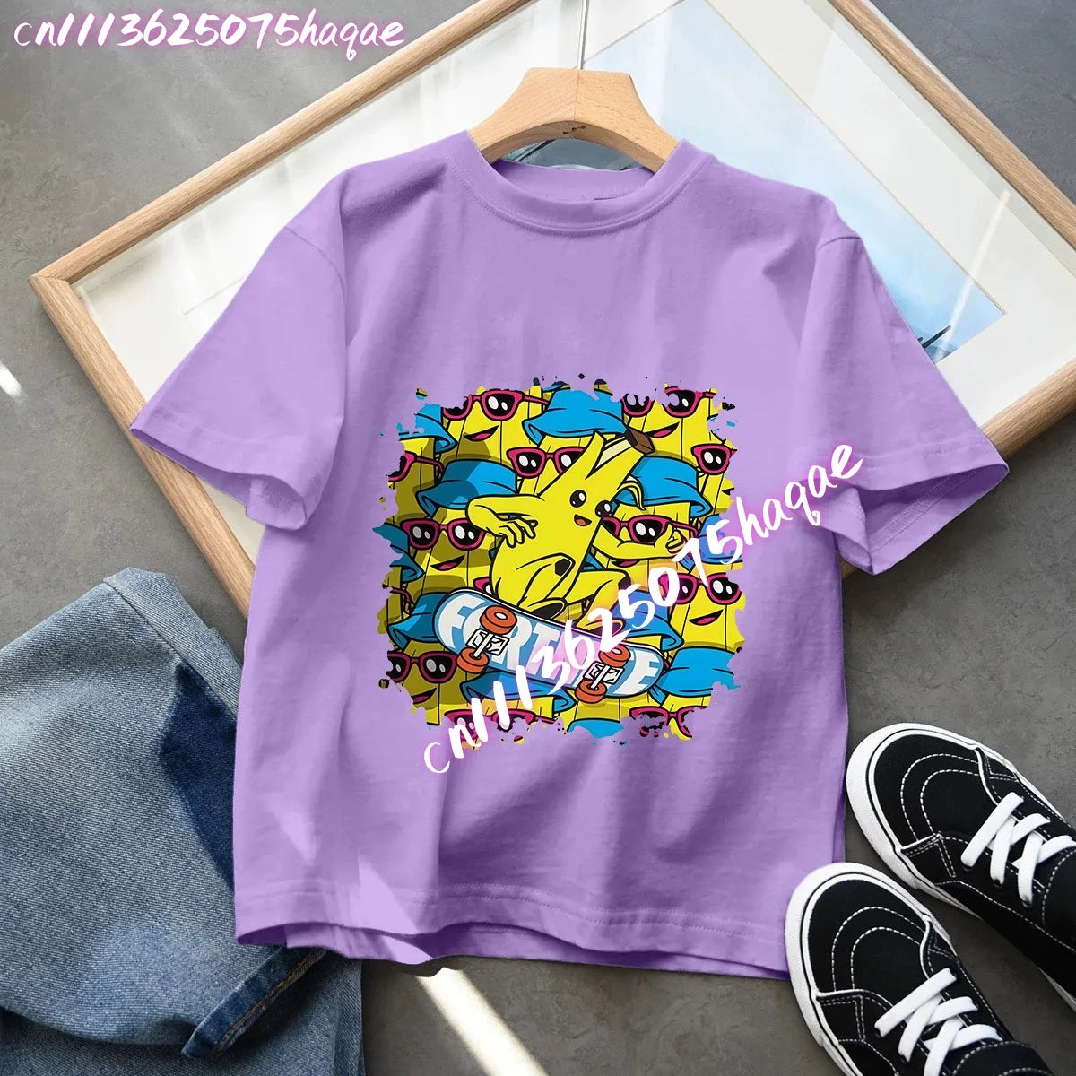 T-shirts Fortnite para Criança com Figuras Anime Estampadas, Tops de Desenho Animado Fortress Night, Roupa de Verão para Meninas, Manga Curta, Pullover Tees