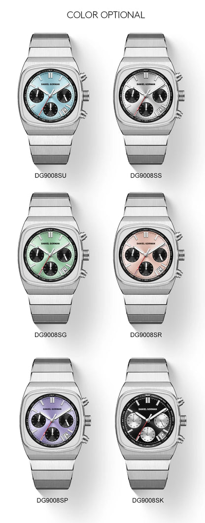 DG9008 Men's Watch, Original Fashion Brand Quartz Waterproof Luminous Watch with Three Small Dials and Moon Phase