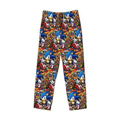 Pantalones de pijama personalizados para hombre con estampado «Soniced», con motivo de erizo, ropa de dormir, pantalones de estar por casa con bolsillos