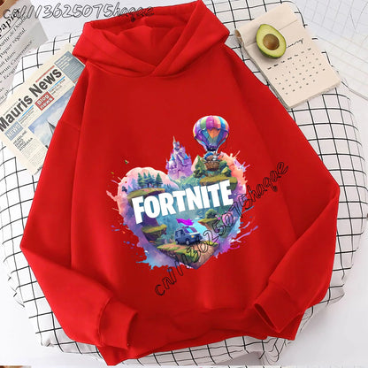 Casacos com capuz Fortnites para criança, sweatshirts anime Fortress Night, hoodies de jogo para primavera e outono, roupa desportiva infantil, presente