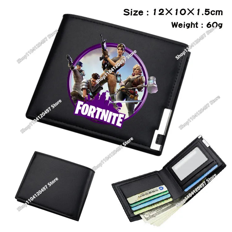Fortnite Wallet Short Bifold Coin Bag Leather Photo Card Holder Student Wallets Boys Girls Cartoon Print Purses